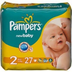 Подгузники 27 шт. Pampers нью беби мини 3-6 кг р. 2